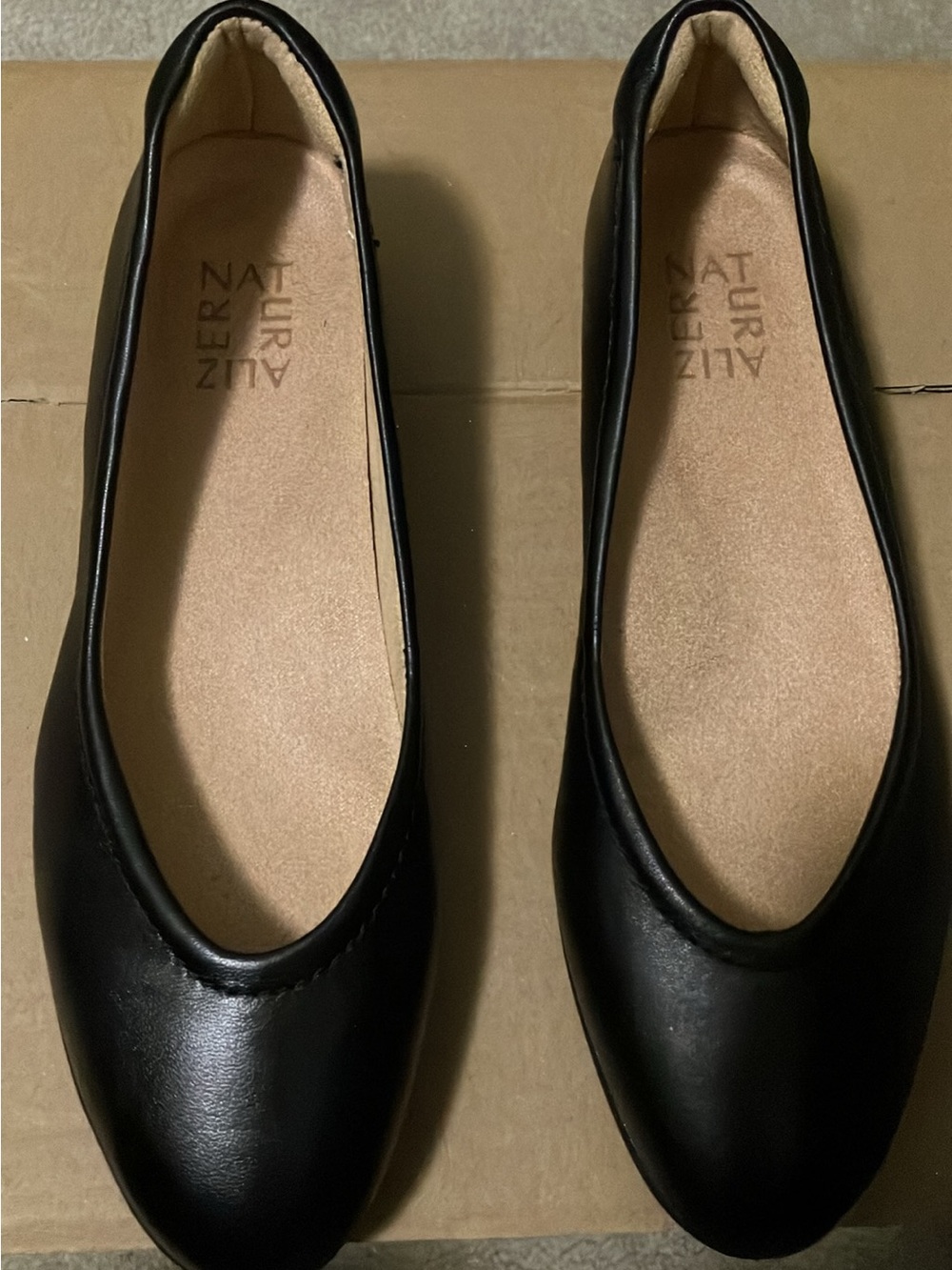 Black Leather Flats